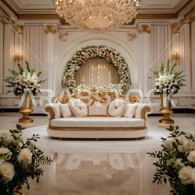 كوش افراح في قاعات الإحتفالات والمناسبات, منصة عرض للأفراح والأعراس, تصاميم وديكورات بالزهور والوروود, صالات الزواجات والمناسبات السعيده