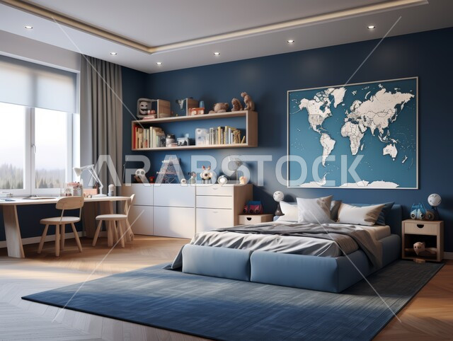 مفهوم الراحة والاسترخاء ،تصميم داخلي لغرفة نوم بأسلوب حديث ،شقق وفلل سكنية بديكورات متطورة في المملكة العربية السعودية ،غرف ذات ديكور عصري وفخم ،تحف واكسسوارات وأثاث منزلي راقي ،سرير مريح بألوان هادئة ،فنادق ومنتجعات هادئة