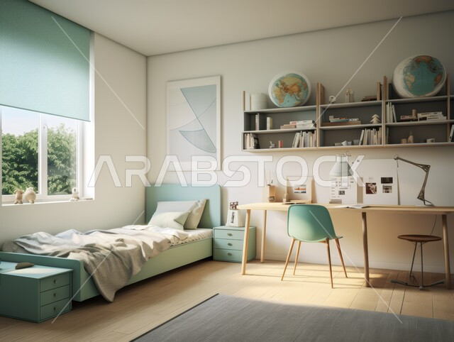 مفهوم الراحة والاسترخاء ،تصميم داخلي لغرفة نوم بأسلوب حديث ،شقق وفلل سكنية بديكورات متطورة في المملكة العربية السعودية ،غرف ذات ديكور عصري وفخم ،تحف واكسسوارات وأثاث منزلي راقي ،سرير مريح بألوان هادئة ،فنادق ومنتجعات هادئة