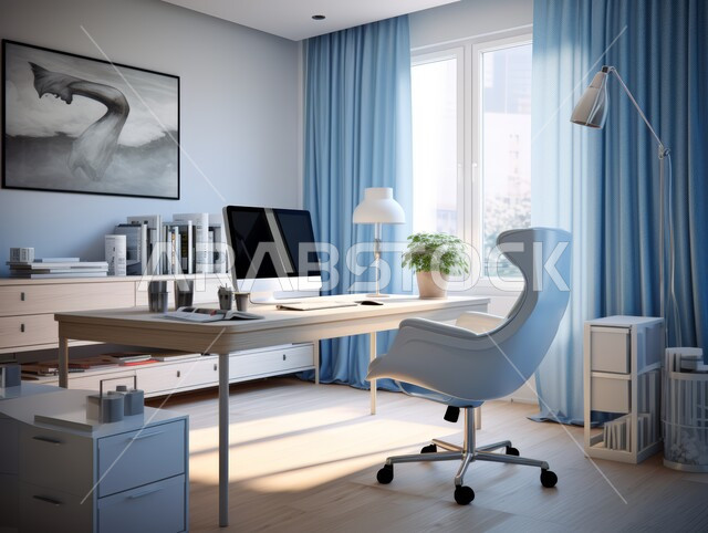 غرف مكتبية بتصاميم داخلية وديكورات راقية مع اثاث فاخر ومريح، غرف القراءة والجلوس، الفن الهندسي المعماري المتطور، تصميم عصري حديث لمكاتب الشركات السعودية