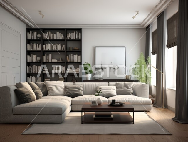شقق وفلل سكنية في المملكة العربية السعودية، أثاث منزلي راقي ومريح باللون البيج, غرف معيشه بتصاميم عصرية حديثه, التحف والديكورات الداخليه الأنيقة، غرفة جلوس فاخرة