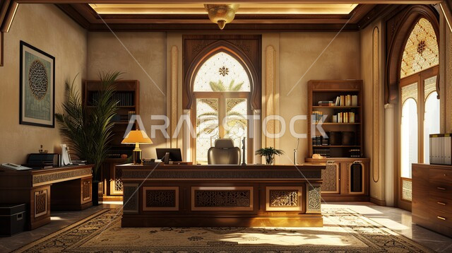 Reading and sitting rooms, modern design for home office rooms in Saudi Arabia, elegant interior designs and decorations with luxurious and comfortable furniture for office rooms, advanced architecture