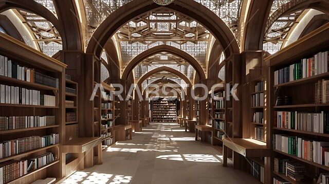 أنظمة وفهرسة رقمية متقدمة، مكتبة حديثة في المملكة العربية السعودية تضم صفوفًا من أرفف الكتب، وأماكن جلوس مريحة، أهمية المعرفة والتعليم في بيئة معاصرة، مفهوم حب المطالعة و الابتكارات, صورة من الاعلى لمكتبات بتصاميم عصرية, رؤية مستقبلية سعودية 2030