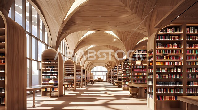 أنظمة وفهرسة رقمية متقدمة، مكتبة حديثة في المملكة العربية السعودية تضم صفوفًا من أرفف الكتب، وأماكن جلوس مريحة، أهمية المعرفة والتعليم في بيئة معاصرة، مفهوم حب المطالعة و الابتكارات, صورة من الاعلى لمكتبات بتصاميم عصرية, رؤية مستقبلية سعودية 2030