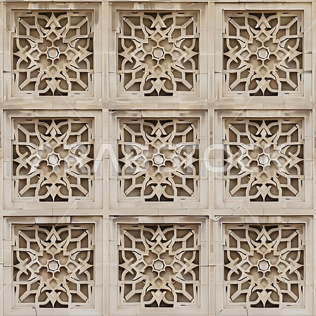 الفن الهندسي المعماري القديم للأبواب والنوافذ الخشبية الأثرية، النقوش والزخارف الحرفية المتميزة على الطراز الإسلامي، صورة مقربة للأنماط الهندسية المعقدة على واجهة مبنى تاريخي في المملكة العربية السعودية