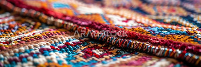 مهن وحرف شعبية، منتجات صناعية محليه وطنيه، الفن التراثي الحرفي التقليدي، صورة بانورامية لسجادة منسوجة يدويا بالأنماط والألوان المتنوعة، أسواق تقليدية في المملكة العربية السعودية، نقوشات وزخرفات من التراث السعودي