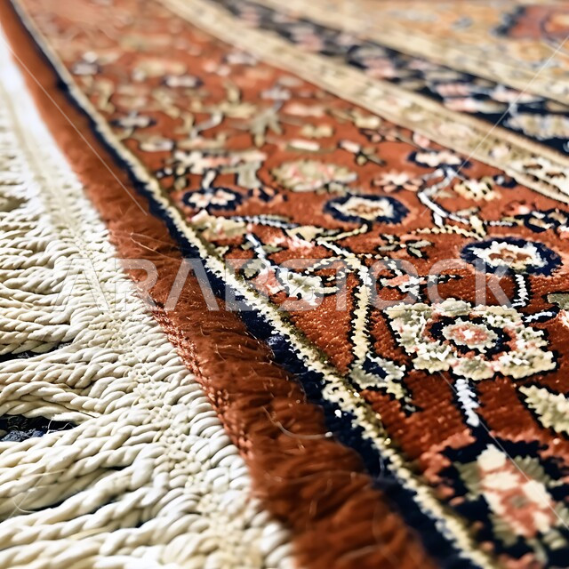 حرف ومهن شعبية، منتجات صناعية محليه وطنيه، الفن التراثي الحرفي التقليدي، صورة مقربة لسجادة منسوجة يدويا بالأنماط والألوان المتنوعة، أسواق تقليدية في المملكة العربية السعودية، نقوشات وزخرفات من التراث السعودي