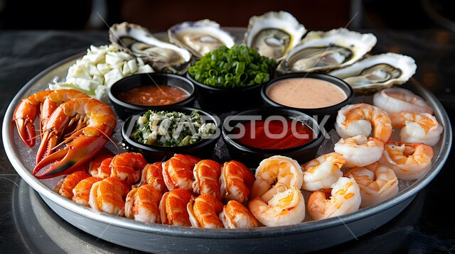 مطابخ متخصصة في الأطباق البحرية، مطاعم تقدم المأكولات الأسيوية، طبق مليء بالثمار البحرية اللذيذة والقريدس، وصفات طعام وأكلات شهية، فنون التقديم في مطاعم ومطابخ المملكة العربيه السعودية، وجبات الطعام الصحية 