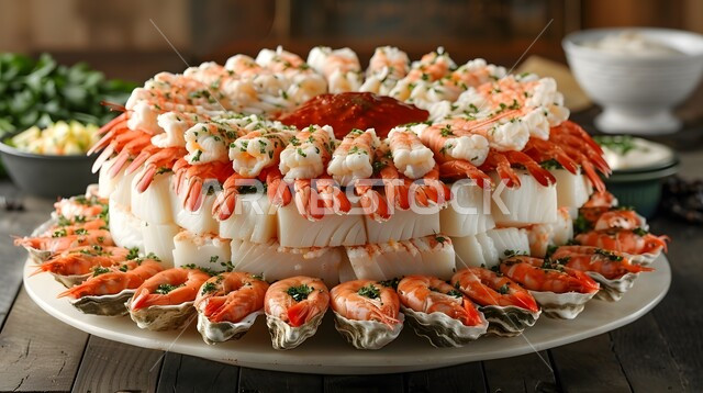 مطابخ متخصصة في الأطباق البحرية، مطاعم تقدم المأكولات الأسيوية، طبق مليء بالثمار البحرية اللذيذة والقريدس، وصفات طعام وأكلات شهية، فنون التقديم في مطاعم ومطابخ المملكة العربيه السعودية، وجبات الطعام الصحية 