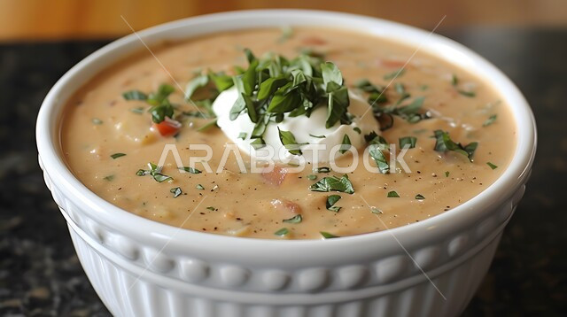 طبق شوربة الطماطم والريحان الكريمية، المأكولات العربية الشرقية الشهية، مطاعم الأكلات السريعة، وصفات وأطباق متميزة في مطابخ المملكة العربية السعودية، أطعمة وأغذية صحية