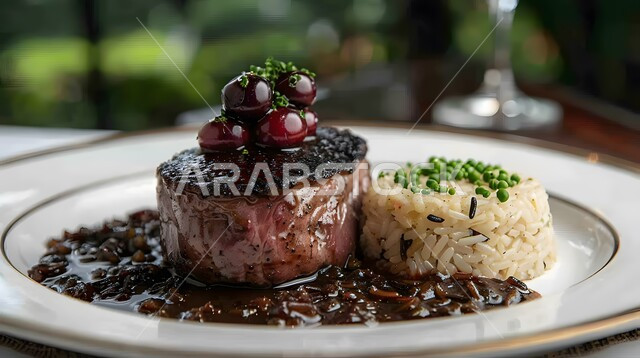 وصفات اللحوم المشوية بنكهات متنوعة، مطاعم للمأكولات العربية الشرقية, طبق شهي من شرائح اللحم والكرز والأرز البري، أطعمة وأغذية صحية, وجبات اللحم الضأن الشهية الساخنة، فنون التقديم في مطابخ المملكة العربية السعودية