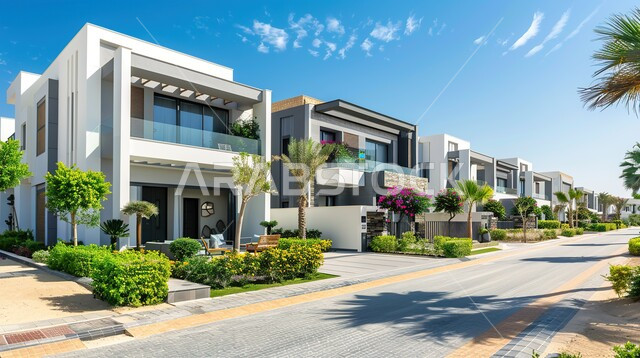 الديكورات والتصاميم الخارجيه الحديثة للبيوت العصرية، شاليهات ومنتجعات فاخرة في النهار، الاهتمام في زراعه النباتات الخضراء جانب المنازل، الفن الهندسي المعماري على الطراز الحديث للفلل والشقق السكنية في المملكه العربيه السعوديه