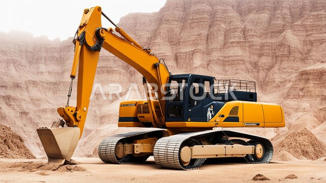 أماكن مناجم الفحم الطبيعي، مناطق التنقيب عن الثروات الباطنية، الطبيعة الصخرية وتضاريس السلاسل الجبلية، المرتفعات وقمم الجبال في المملكة العربية السعودية، سيارة شحن كبيرة تقوم بالعمل في موقع التعدين، التخلص من الأتربة والصخور ونقلها بعيدا