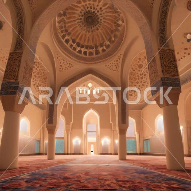 الديكورات والتصاميم الداخلية المميزة على الطراز الإسلامي الحديث, محراب ومنبر للصلاة في احد المساجد في المملكة العربية السعودية, الزخارف والنقوش الاسلامية, دمج الحضارة مع الأصالة، مفهوم العبادة والتقرب الى الله، أداء الفرائض والصلوات