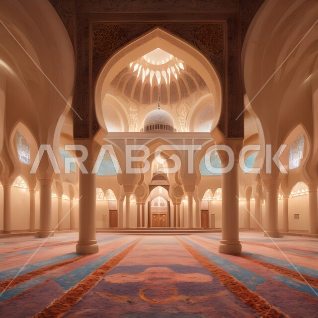 الديكورات والتصاميم الداخلية المميزة على الطراز الإسلامي الحديث, محراب ومنبر للصلاة في احد المساجد في المملكة العربية السعودية, الزخارف والنقوش الاسلامية, دمج الحضارة مع الأصالة، مفهوم العبادة والتقرب الى الله، أداء الفرائض والصلوات