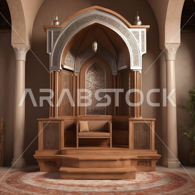 مفهوم العبادة والتقرب الى الله, اداء الفرائض والصلوات, دمج الحضارة مع الأصالة، الزخارف والنقوش الاسلامية في احد المساجد في المملكة العربية السعودية, الديكورات الداخلية المميزة على الطراز الاسلامي