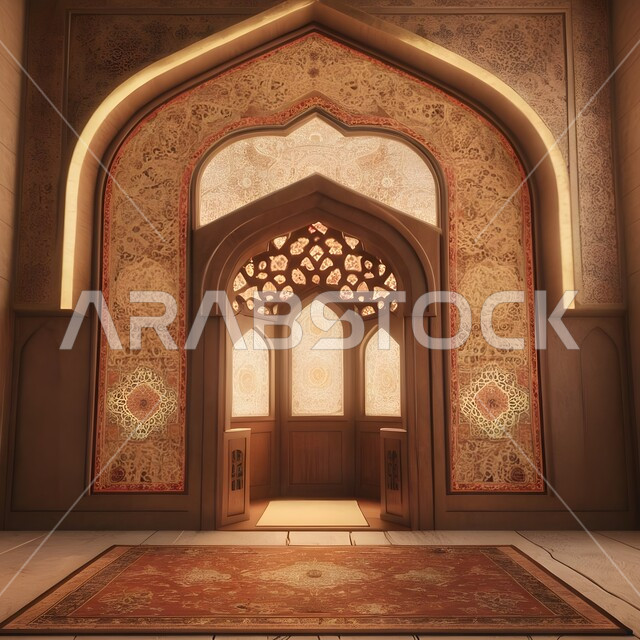 الزخارف والنقوش الاسلامية في احد المساجد في المملكة العربية السعودية, الديكورات الداخلية المميزة على الطراز الاسلامي, مفهوم العبادة والتقرب الى الله, اداء الفرائض والصلوات, دمج الحضارة مع الأصالة
