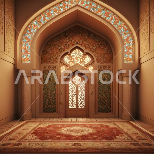 الزخارف والنقوش الاسلامية في احد المساجد في المملكة العربية السعودية, دمج الحضارة مع الأصالة، مفهوم العبادة والتقرب الى الله, اداء الفرائض والصلوات, الديكورات الداخلية المميزة على الطراز الاسلامي