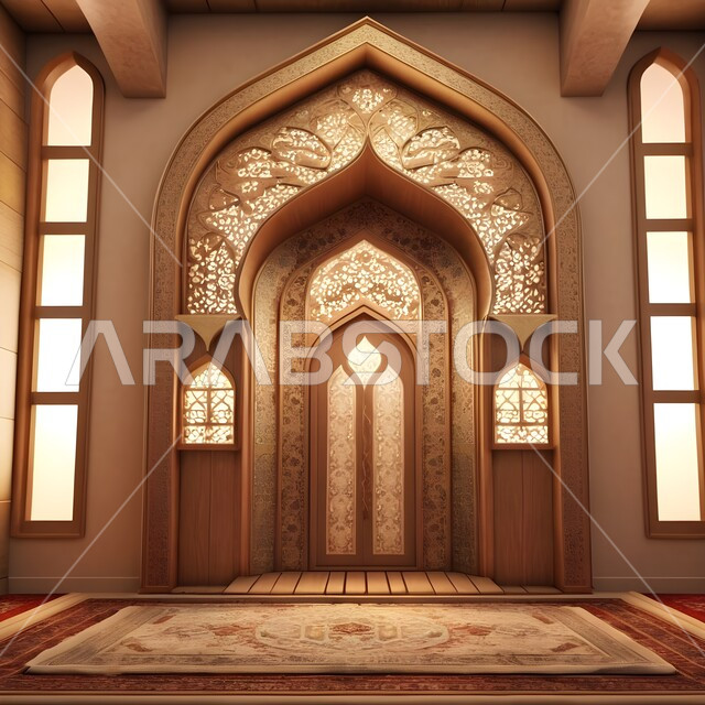 الديكورات الداخلية المميزة على الطراز الاسلامي، الزخارف والنقوش الاسلامية في احد المساجد في المملكة العربية السعودية, دمج الحضارة مع الأصالة، مفهوم العبادة والتقرب الى الله, اداء الفرائض والصلوات