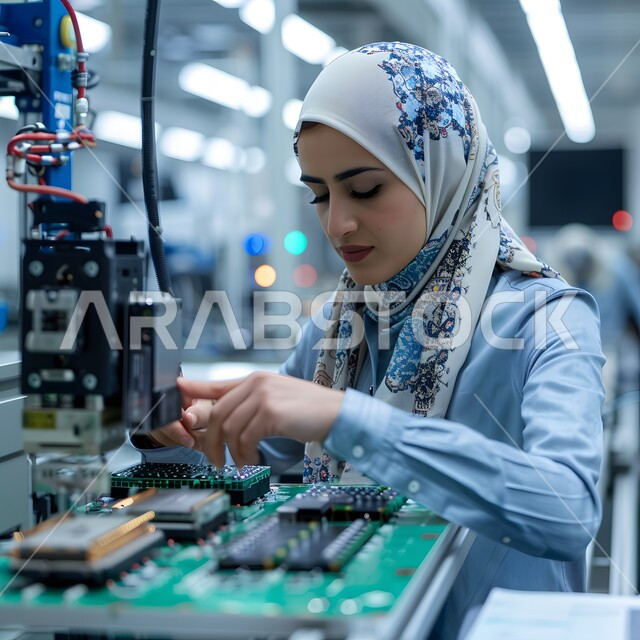 مختبر للابتكارات التكنولوجية المستقبلية، تطور التقنيات الحديثة في المملكة, عالمة عربية خليجية سعودية محجبة  تعمل في مجال البحث والتطوير الالكتروني، تقدم مراكز الأبحاث العلمية في السعودية, العمل على برمجة الروبوتات الذكية