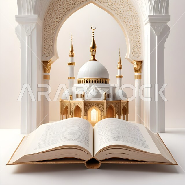 The Book of God Almighty, worshiping God by reciting the Qur’an and remembering God, guidance through the light of the Holy Qur’an, memorizing and interpreting the words of God Almighty, the Holy Qur’an in one of the mosques in the Kingdom of Saudi Arabia