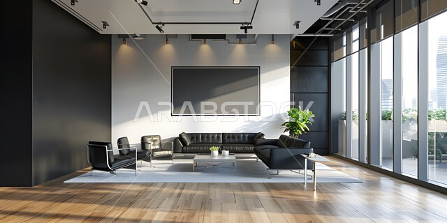 غرف مكتبية بتصاميم داخلية و ديكورات حديثة راقية, تصميم عصري و فاخر لمكاتب الشركات في المملكة العربية السعودية, غرفة الأعمال الواسعة المجهزة بالمعدات و الأدوات