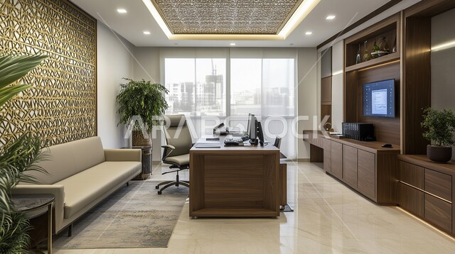 Reading and sitting rooms, modern design for home office rooms in Saudi Arabia, elegant interior designs and decorations with luxurious and comfortable furniture for office rooms, advanced architecture