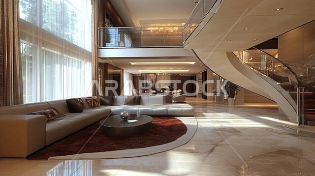 Luxury interior design for villas and apartments in Saudi Arabia, modern accessories and antiques, elegant designs for comfortable living rooms in modern style, living room with luxury home furniture in elegant colors