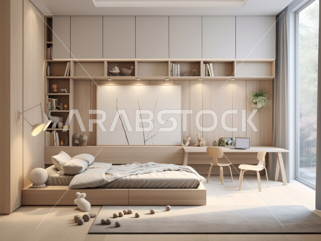 أثاث واكسسوارات منزلية داخلية أنيقة، غرفة نوم بتصاميم عصرية حديثة, التصميم الداخلي للمنازل والبيوت باللون البيج، شقق وفلل سكنية فاخرة، فنادق ومنتجعات بديكورات راقية في المملكة العربية السعودية