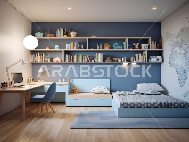  أثاث واكسسوارات منزلية داخلية أنيقة، التصميم الداخلي للمنازل والبيوت باللون الازرق، غرفة نوم بتصاميم عصرية حديثة, شقق وفلل سكنية فاخرة، فنادق ومنتجعات بديكورات راقية في المملكة العربية السعودية
