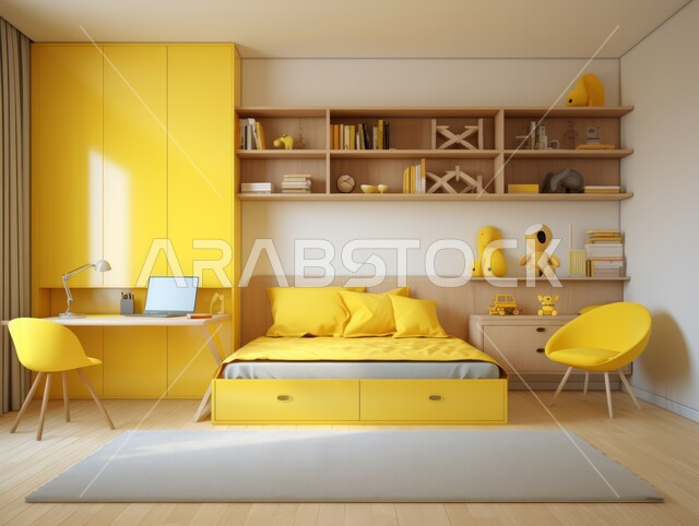 التصميم الداخلي للمنازل والبيوت باللون الاصفر، أثاث واكسسوارات منزلية داخلية أنيقة، غرفة نوم بتصاميم عصرية حديثة, شقق وفلل سكنية فاخرة، فنادق ومنتجعات بديكورات راقية في المملكة العربية السعودية