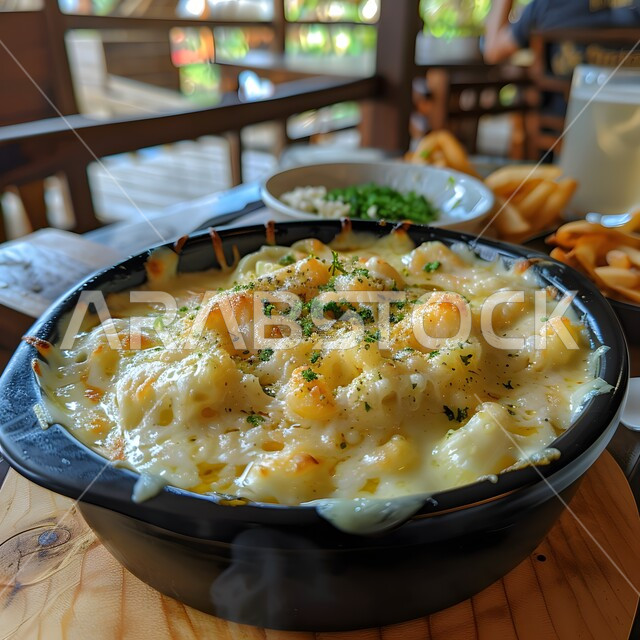 مفهوم الولائم والعزائم، أطباق من المأكولات العربية التقليدية الشعبية، فنون التقديم في مطاعم ومطابخ المملكة العربية السعودية، وصفات طعام شهية صحية لذيذة، صورة مقربة لطبق من المكرونة والجبن مع البقدونس