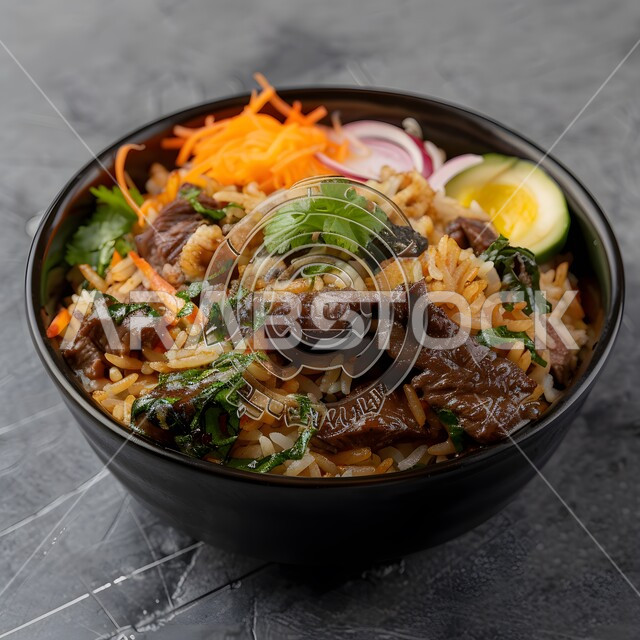 فنون التقديم في مطاعم ومطابخ المملكة العربية السعودية، أطباق من المأكولات العربية التقليدية الشعبية، وصفات طعام شهية صحية لذيذة، وجبة ذات قيمة غذائية عالية، صورة مقربة لطبق من الارز مع اللحم