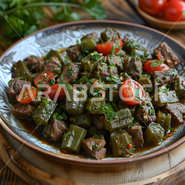  وجبة ذات قيمة غذائية عالية، فنون التقديم في مطاعم ومطابخ المملكة العربية السعودية، أطباق من المأكولات العربية التقليدية الشعبية، وصفات طعام شهية صحية لذيذة، صورة مقربة لطبق من لحم البقر الحار والكرفس المقلي