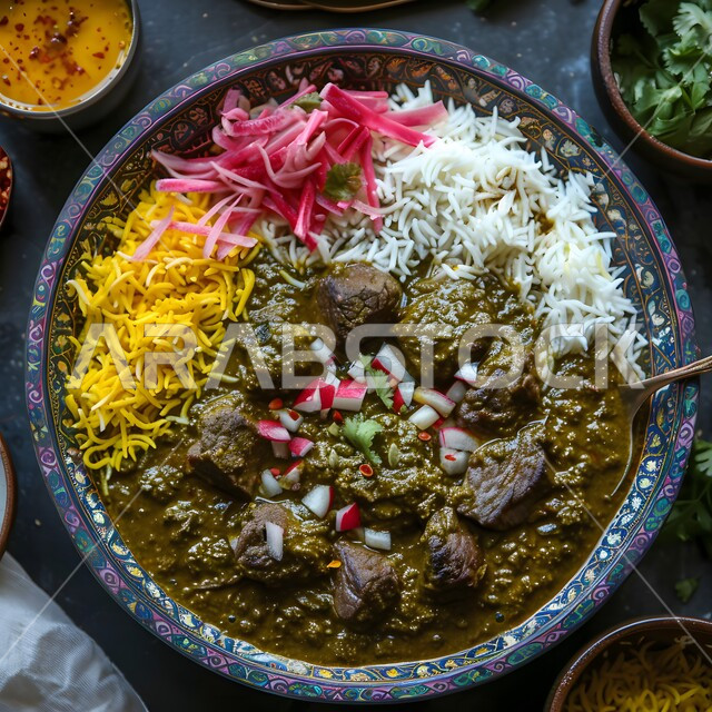  طاجن لحم بالخضروات المتنوعة والتوابل والأعشاب الطازجة، وجبات الأطعمة الصحية الشهية، مطاعم للمأكولات الشرقية في السعودية, أكلات عربية تقليدية شعبية, وصفات وأطباق طعام لذيذة غنية بالنكهات