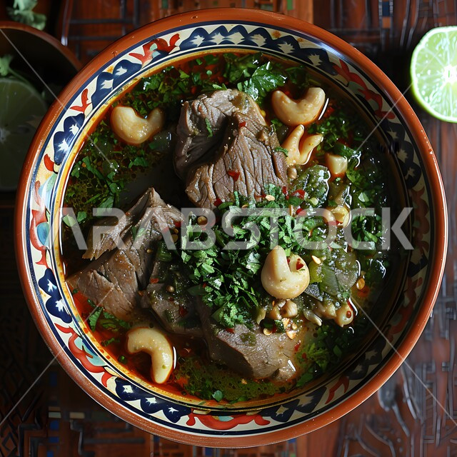  طاجن لحم بالخضروات المتنوعة والتوابل والأعشاب الطازجة، وجبات الأطعمة الصحية الشهية، مطاعم للمأكولات الشرقية في السعودية, أكلات عربية تقليدية شعبية, وصفات وأطباق طعام لذيذة غنية بالنكهات