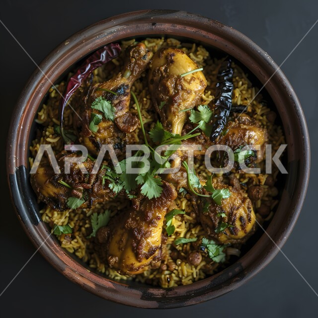  طبق من أرز الكبسة مع قطع اللحم المزين بالمكسرات، صحن من المندي بالدجاج المشوي مع الخضار المشكلة، ولائم وأطباق عربية تقليدية شعبية، وصفات الطعام الشهية، المأكولات والوجبات الشرقية، مطابخ ومطاعم المملكة العربية السعودية