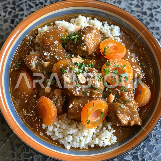 A plate of white rice with pieces of meat cooked with spices rich in flavors and garnished with parsley, traditional popular Arab banquets and dishes, delicious food recipes, oriental foods and meals, kitchens and restaurants of the Kingdom of Saudi Arabia