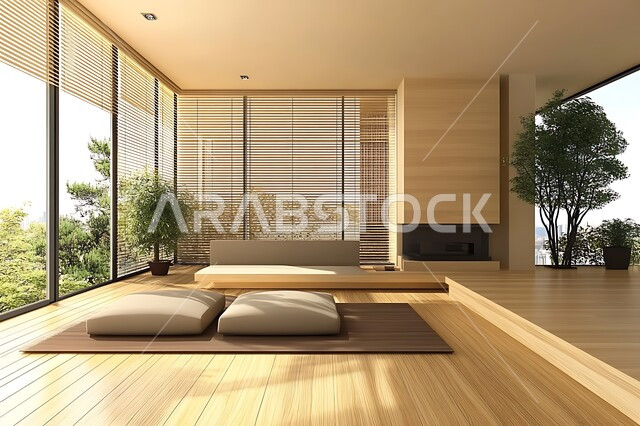غرفة معيشة بتصميمات عصرية حديثه، ديكورات داخليه وتصاميم متميزة على الطراز الحديث، شقق وفلل سكنية, فنادق ومنتجعات فاخره، غرف جلوس بأثاث منزلي راقي ومريح، نباتات الزينة داخل المنزل، تحف واكسسوارات راقية