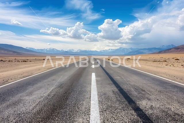 تسهيل التنقلات بين المناطق البرية والمدن، التطور والنمو العمراني في صحاري المملكة, شارع معبد لمرور السيارات وتسريع حركة المسافرين, طريق اسفلتي ممتد على طول الصحراء, تشكل الكثبان والتلال الرملية, البيئة الصحراوية الجافة في السعودية