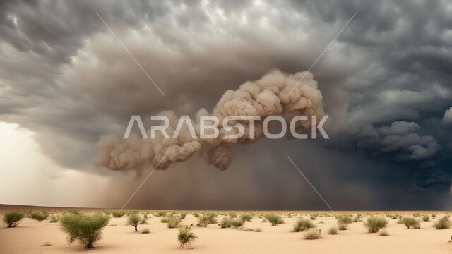 المناخ الصحراوي الجاف والقاسي، المناطق الصحراوية في السعودية، منظر السماء الملبدة بالسحب والغيوم، التلال والكثبان الرملية، الرمال الذهبية الناعمة، المناظر الطبيعية في الصحراء في المملكة العربية