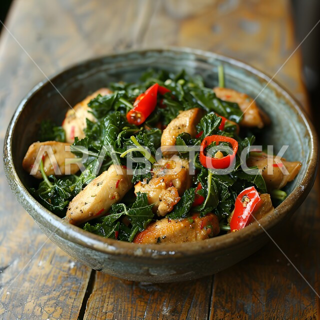 المقبلات الباردة والسلطات بقطع اللحم والدجاج والسلمون، فنون التقديم في مطاعم ومطابخ المملكة العربية السعودية، أطباق من المأكولات العربية التقليدية الشعبية، وصفات طعام شهية صحية لذيذة، مفهوم الولائم والعزائم، طبق من الخضار المشكلة المتنوعة الألوان والأشكال مع اللحومات