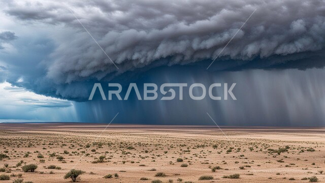 الزوابع الغبارية القوية، العاصفة الرملية في الصحراء, رياح ترابية في المناطق الصحراوية, الكثبان والرمال الذهبية الناعمة، التشكيلات والتكوينات الرملية في المملكة العربية السعودية, منظر السماء الممتلئة بالغيوم الداكنة