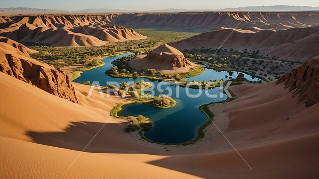 الهضاب والتلال والكثبان الرملية الناعمة في الصحراء, بركة ماء وسط واحات ومزارع أشجار النخيل في الطبيعة الصحراوية, محاصيل ومنتجات زراعية محلية, المحميات الطبيعية في المملكة العربية السعودية, مناطق رحلات السفاري الترفيهية