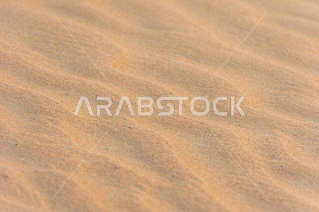 كثبان الرمال الذهبية الناعمة في الصحراء, المناظر الطبيعية في صحاري الإمارات العربية المتحدة, الطبيعة الصحراوية في مدينة دبي, التشكلات و التضاريس الرملية الكثيفة