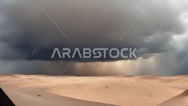 رياح ترابية في المناطق الصحراوية, الكثبان والرمال الذهبية الناعمة، التشكيلات والتكوينات الرملية في المملكة العربية السعودية, منظر الإعصار الهوائي في الصحراء، الزوابع الغبارية القوية