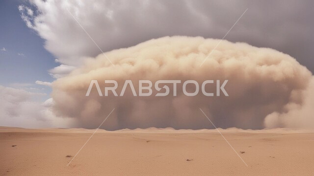 رياح ترابية في المناطق الصحراوية, الكثبان والرمال الذهبية الناعمة، التشكيلات والتكوينات الرملية في المملكة العربية السعودية, منظر الإعصار الهوائي في الصحراء، الزوابع الغبارية القوية