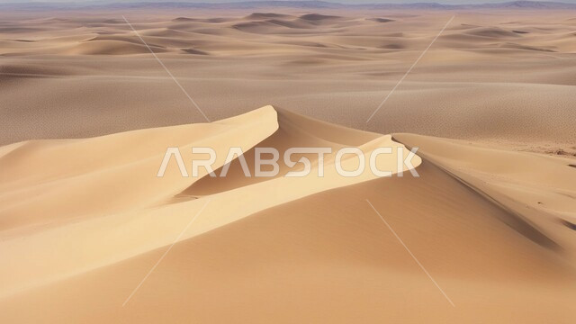 العواصف و الجو الجاف والقاسي في الأراضي القاحلة، الكثبان والرمال الذهبية الناعمة في صحراء المملكة العربية السعودية, البيئة الرملية في وقت النهار، الهضاب والتلال في المناطق الطبيعية الصحراوية، خلفية الطبيعه