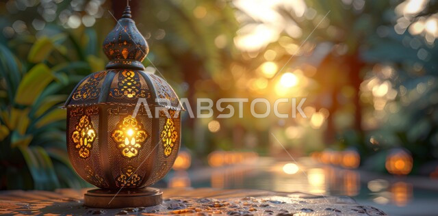 فانوس معدني مزخرف مضيء, الأجواء الروحانية في الأيام الفضيلة, زينة و ديكورات و أنوار الاحتفالات بالمناسبات و الأعياد الدينية الإسلامية, البهجة بقدوم رمضان المبارك, أضواء و مصابيح عربية تقليدية, الاستعداد لاستقبال الشهر الفضيل