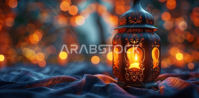 فانوس معدني مزخرف مضيء, الأجواء الروحانية في الأيام الفضيلة, زينة و ديكورات و أنوار الاحتفالات بالمناسبات و الأعياد الدينية الإسلامية, البهجة بقدوم رمضان المبارك, أضواء و مصابيح عربية تقليدية, الاستعداد لاستقبال الشهر الفضيل